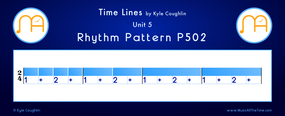 Time Lines Color Blocks for Pattern P502, showing the relative length and placement of each note and rest.