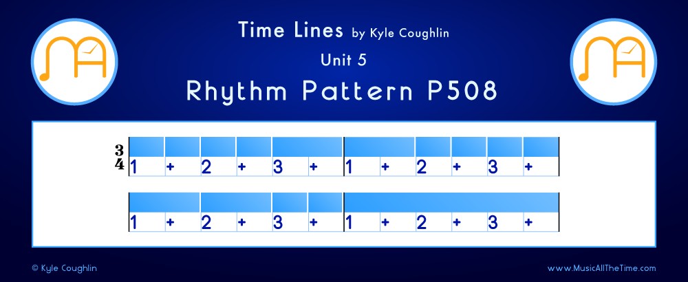 Time Lines Color Blocks for Pattern P508, showing the relative length and placement of each note and rest.
