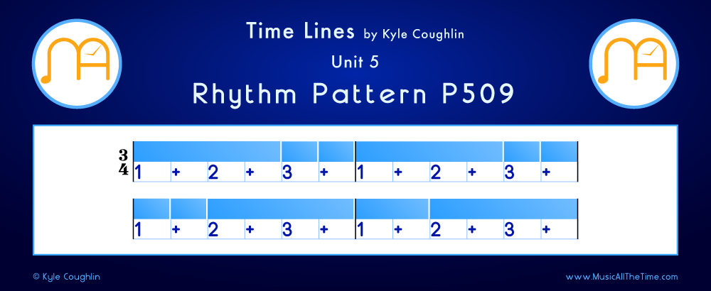 Time Lines Color Blocks for Pattern P509, showing the relative length and placement of each note and rest.