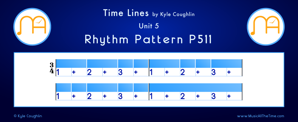Time Lines Color Blocks for Pattern P511, showing the relative length and placement of each note and rest.