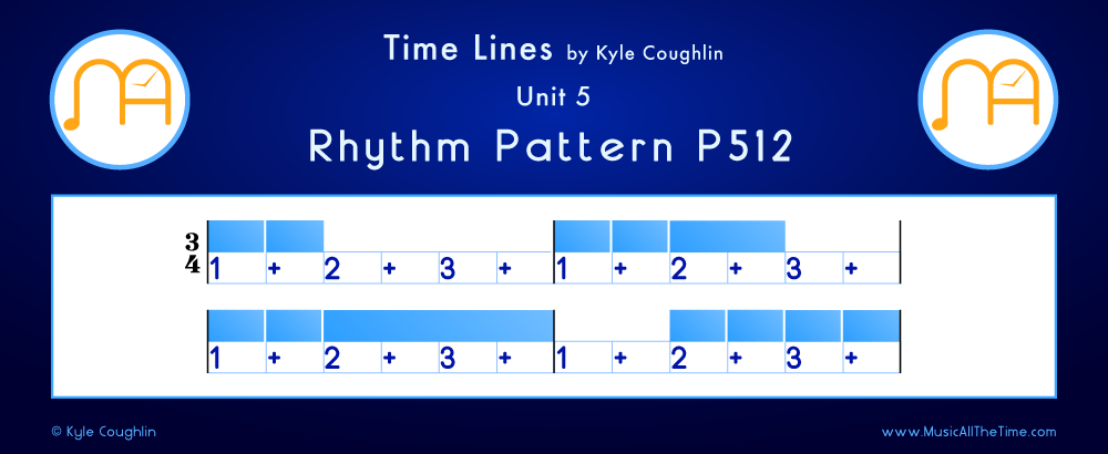 Time Lines Color Blocks for Pattern P512, showing the relative length and placement of each note and rest.