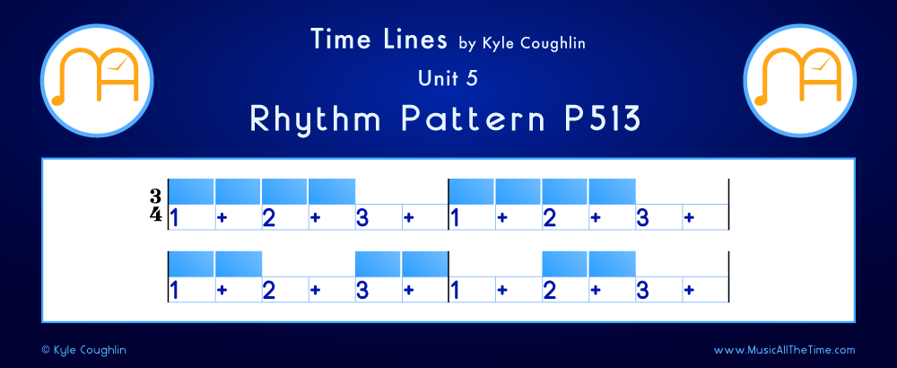 Time Lines Color Blocks for Pattern P513, showing the relative length and placement of each note and rest.