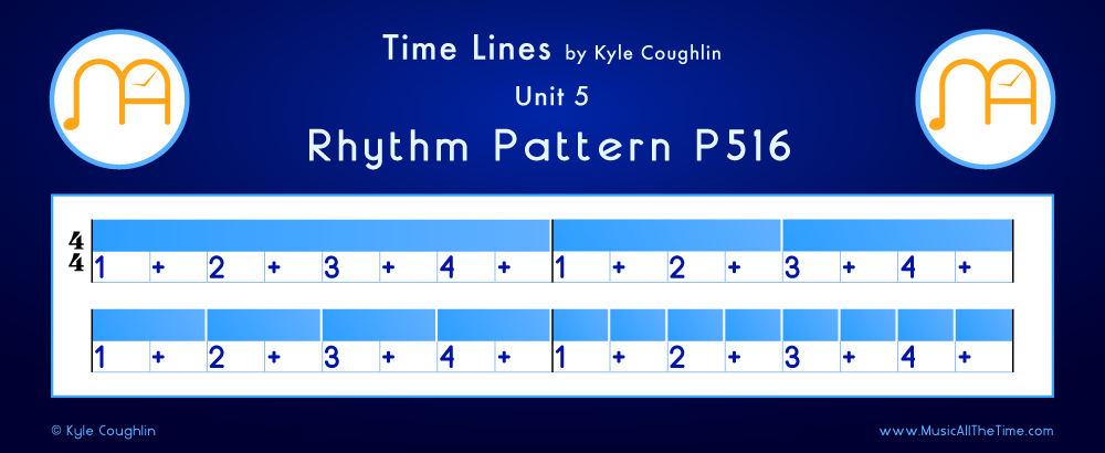 Time Lines Color Blocks for Pattern P516, showing the relative length and placement of each note and rest.