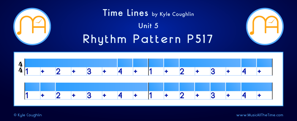 Time Lines Color Blocks for Pattern P517, showing the relative length and placement of each note and rest.