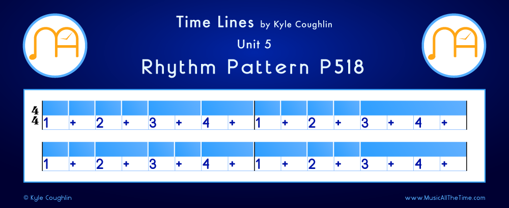 Time Lines Color Blocks for Pattern P518, showing the relative length and placement of each note and rest.