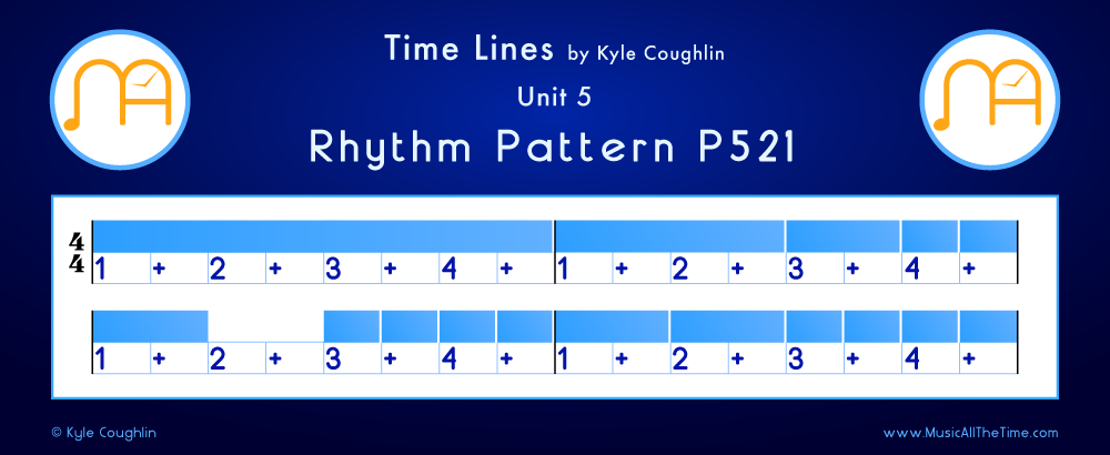 Time Lines Color Blocks for Pattern P521, showing the relative length and placement of each note and rest.
