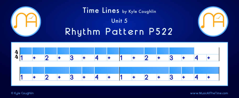 Time Lines Color Blocks for Pattern P522, showing the relative length and placement of each note and rest.