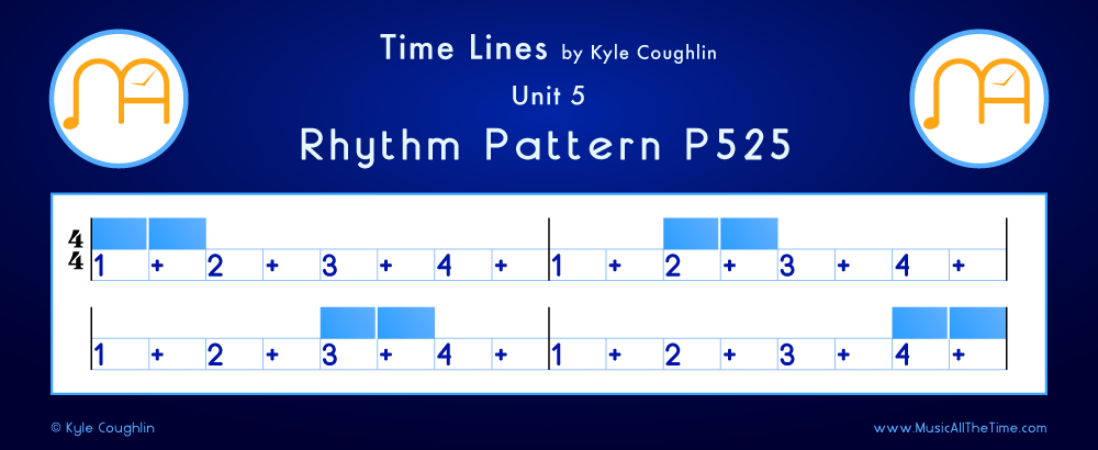 Time Lines Color Blocks for Pattern P525, showing the relative length and placement of each note and rest.