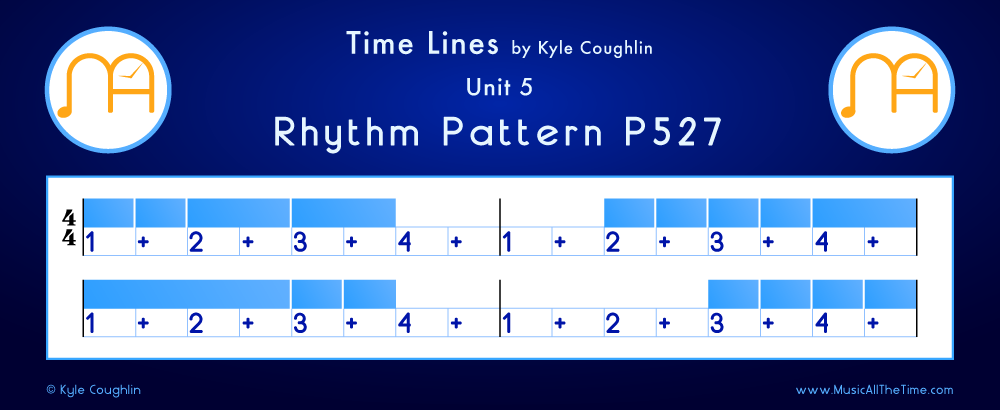 Time Lines Color Blocks for Pattern P527, showing the relative length and placement of each note and rest.