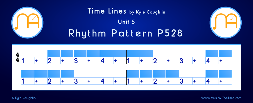 Time Lines Color Blocks for Pattern P528, showing the relative length and placement of each note and rest.