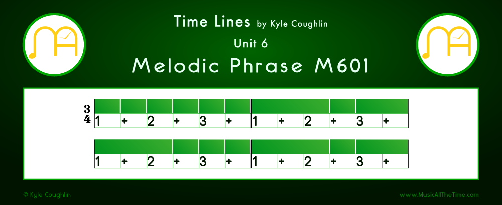 Time Lines Color Blocks for Melody M601, showing the relative length and placement of each note and rest.