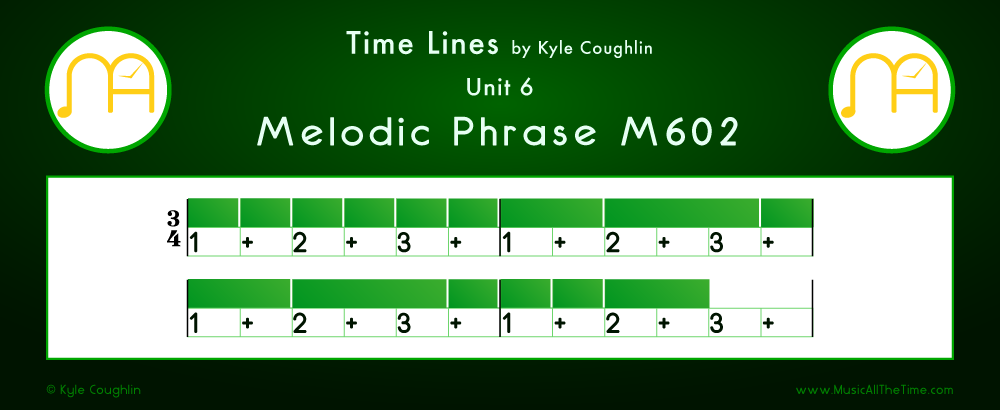 Time Lines Color Blocks for Melody M602, showing the relative length and placement of each note and rest.