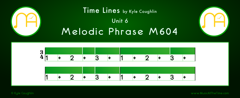 Time Lines Color Blocks for Melody M604, showing the relative length and placement of each note and rest.
