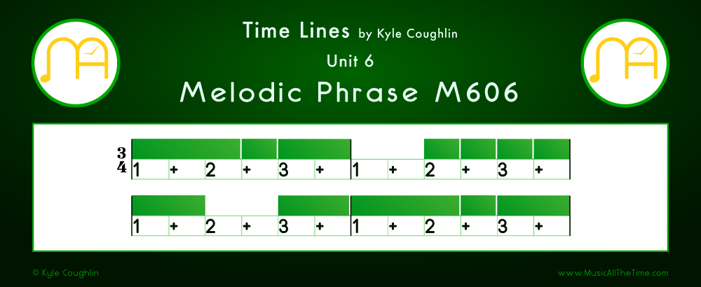 Time Lines Color Blocks for Melody M606, showing the relative length and placement of each note and rest.