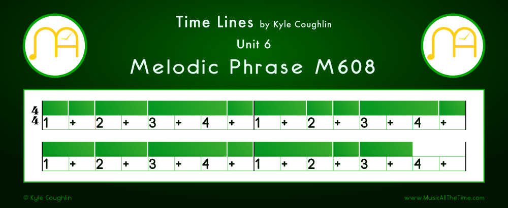Time Lines Color Blocks for Melody M608, showing the relative length and placement of each note and rest.