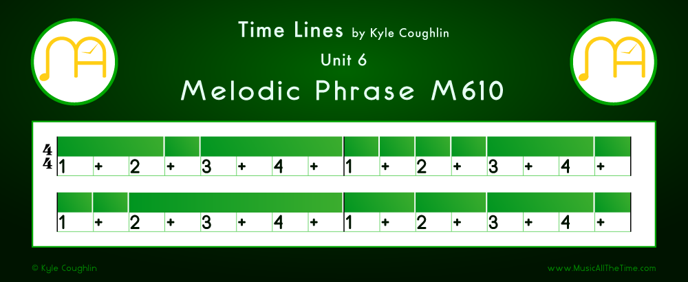 Time Lines Color Blocks for Melody M610, showing the relative length and placement of each note and rest.