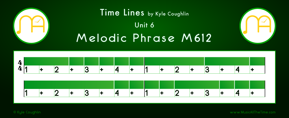 Time Lines Color Blocks for Melody M612, showing the relative length and placement of each note and rest.