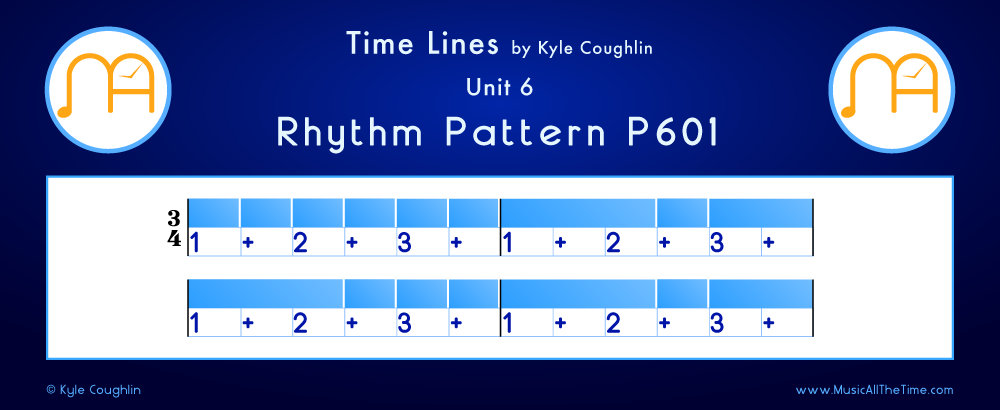 Time Lines Color Blocks for Pattern P601, showing the relative length and placement of each note and rest.
