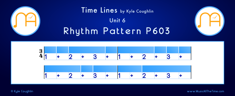 Time Lines Color Blocks for Pattern P603, showing the relative length and placement of each note and rest.