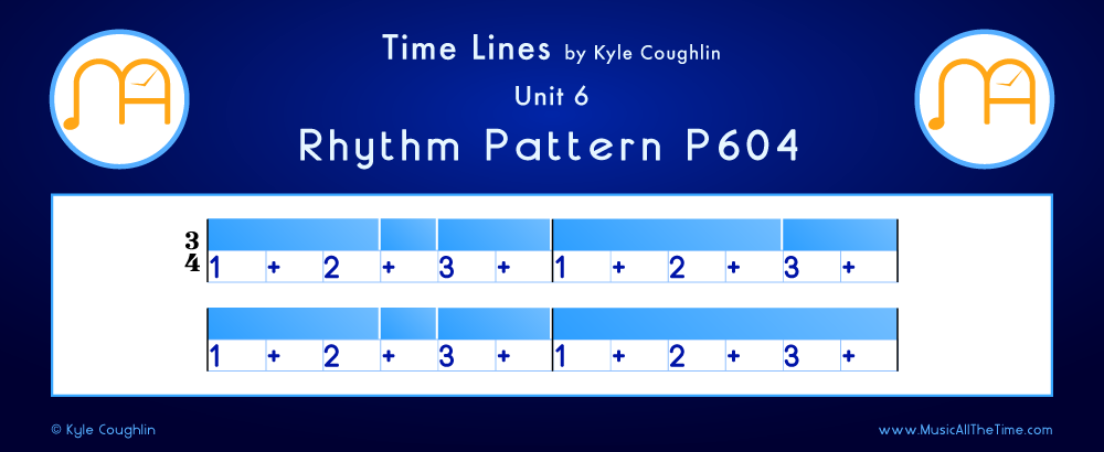 Time Lines Color Blocks for Pattern P604, showing the relative length and placement of each note and rest.