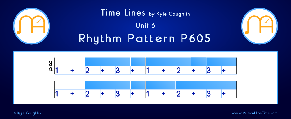 Time Lines Color Blocks for Pattern P605, showing the relative length and placement of each note and rest.
