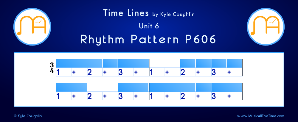 Time Lines Color Blocks for Pattern P606, showing the relative length and placement of each note and rest.