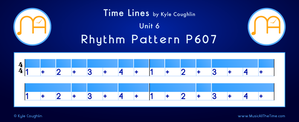 Time Lines Color Blocks for Pattern P607, showing the relative length and placement of each note and rest.