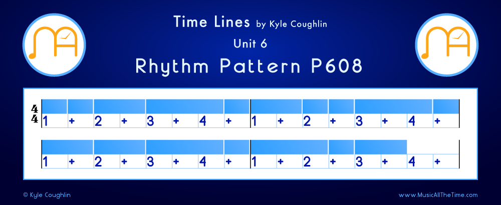 Time Lines Color Blocks for Pattern P608, showing the relative length and placement of each note and rest.