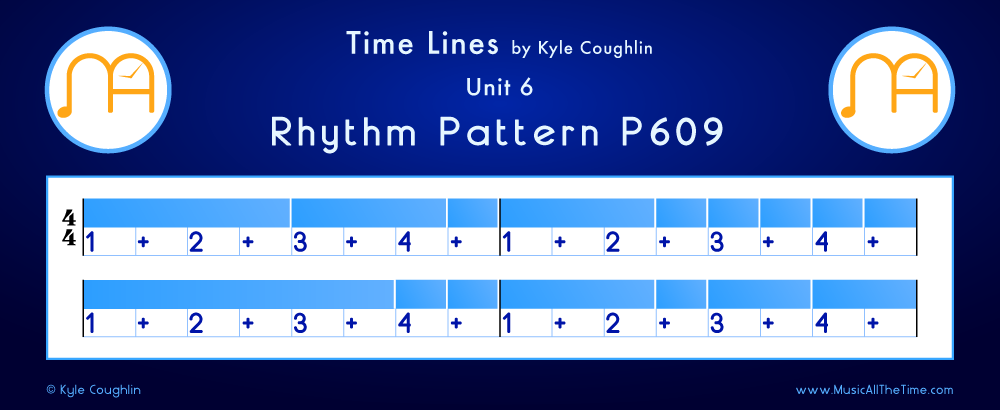 Time Lines Color Blocks for Pattern P609, showing the relative length and placement of each note and rest.