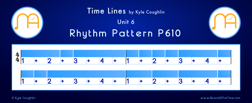 Time Lines Color Blocks for Pattern P610, showing the relative length and placement of each note and rest.