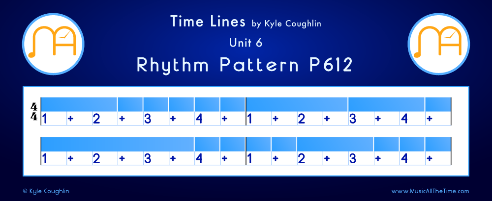 Time Lines Color Blocks for Pattern P612, showing the relative length and placement of each note and rest.
