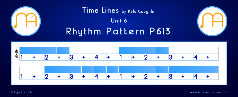 Time Lines Color Blocks for Pattern P613, showing the relative length and placement of each note and rest.