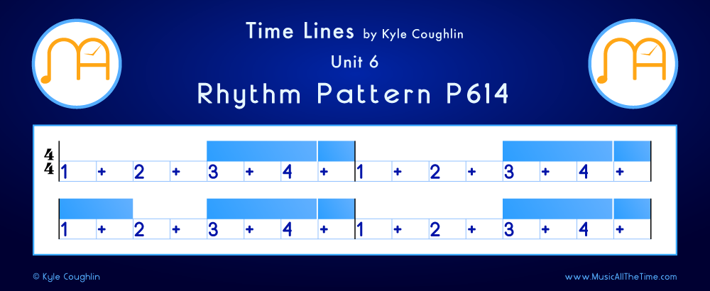 Time Lines Color Blocks for Pattern P614, showing the relative length and placement of each note and rest.