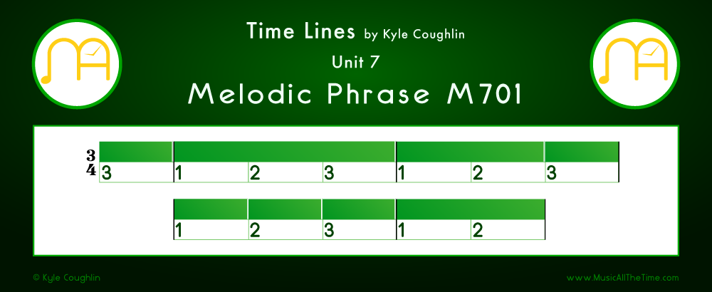 Time Lines Color Blocks for Melody M701, showing the relative length and placement of each note and rest.