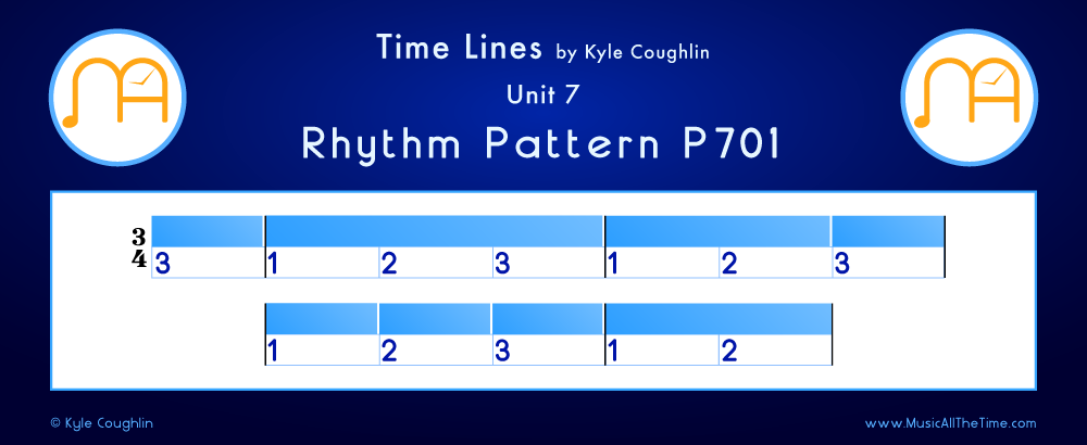 Time Lines Color Blocks for Pattern P701, showing the relative length and placement of each note and rest.