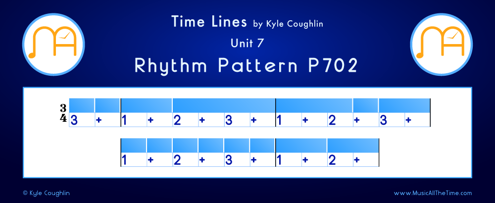 Time Lines Color Blocks for Pattern P702, showing the relative length and placement of each note and rest.