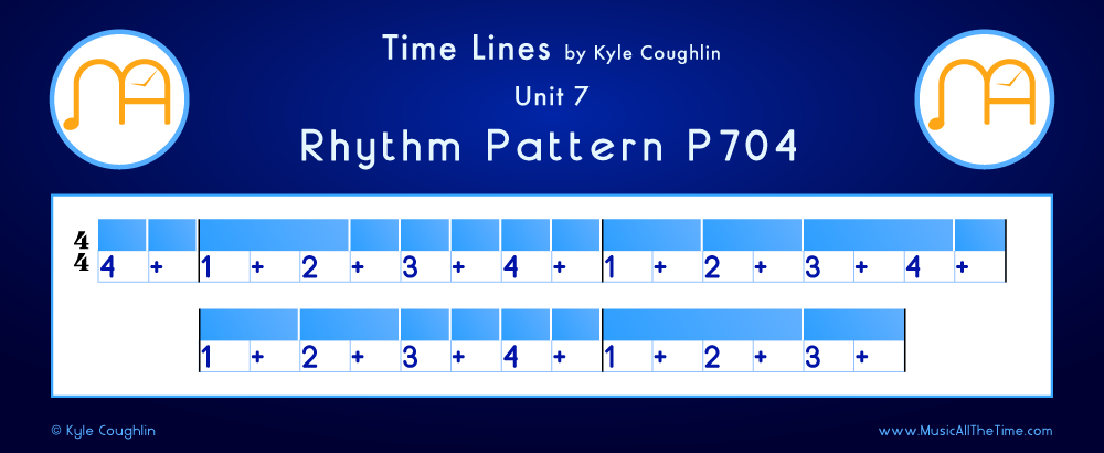 Time Lines Color Blocks for Pattern P704, showing the relative length and placement of each note and rest.