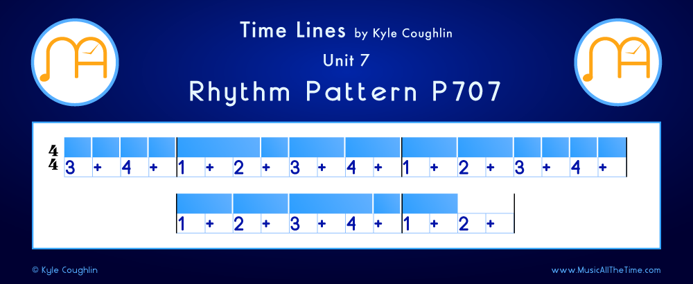 Time Lines Color Blocks for Pattern P707, showing the relative length and placement of each note and rest.
