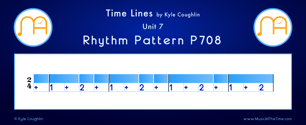 Time Lines Color Blocks for Pattern P708, showing the relative length and placement of each note and rest.