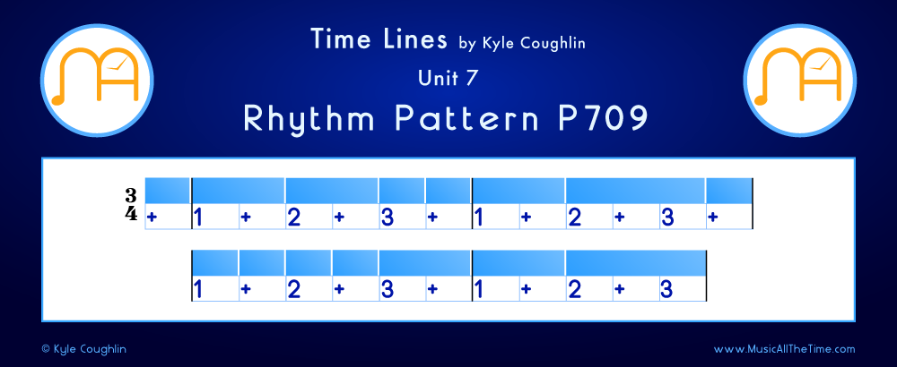 Time Lines Color Blocks for Pattern P709, showing the relative length and placement of each note and rest.