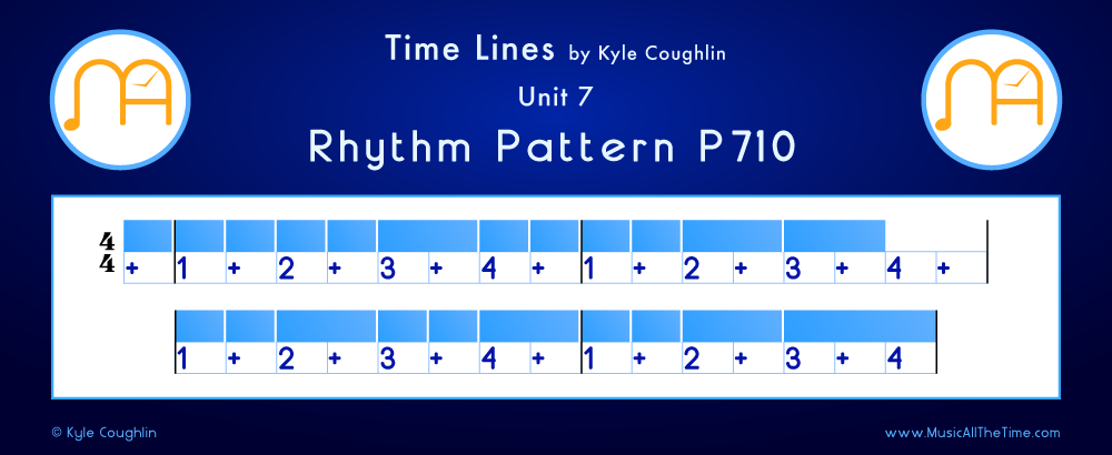 Time Lines Color Blocks for Pattern P710, showing the relative length and placement of each note and rest.