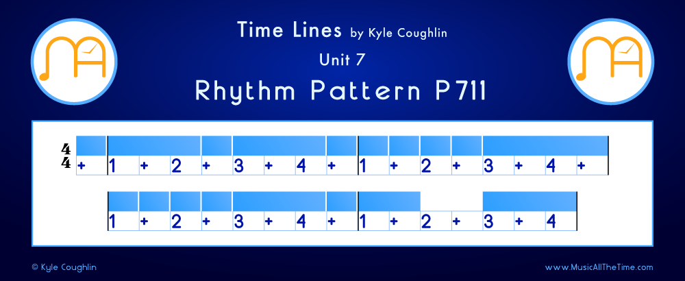 Time Lines Color Blocks for Pattern P711, showing the relative length and placement of each note and rest.