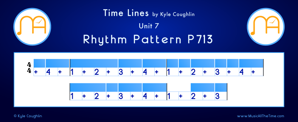 Time Lines Color Blocks for Pattern P713, showing the relative length and placement of each note and rest.