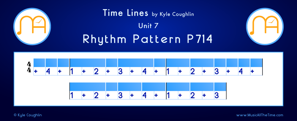 Time Lines Color Blocks for Pattern P714, showing the relative length and placement of each note and rest.
