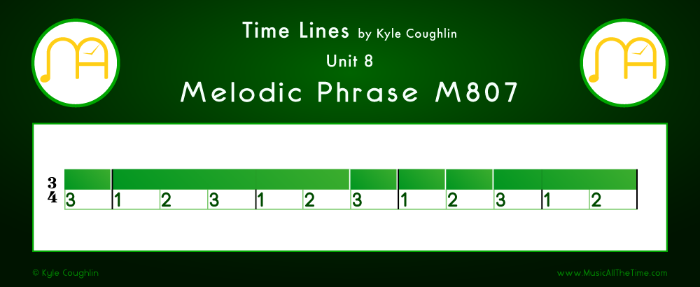 Time Lines Color Blocks for Melody M807, showing the relative length and placement of each note and rest.