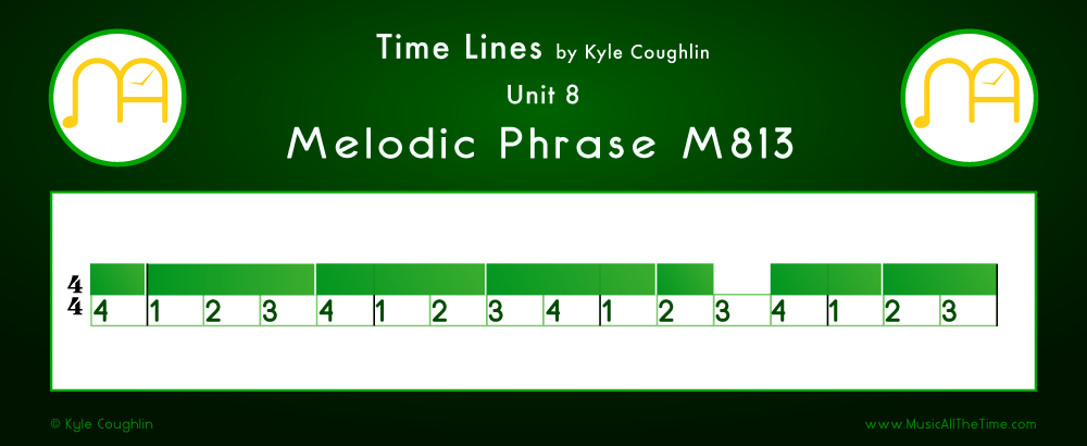 Time Lines Color Blocks for Melody M813, showing the relative length and placement of each note and rest.