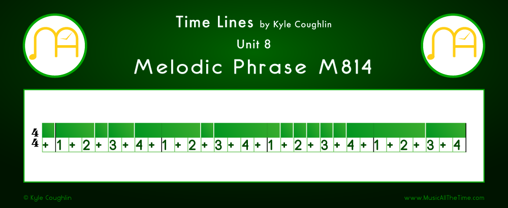 Time Lines Color Blocks for Melody M814, showing the relative length and placement of each note and rest.