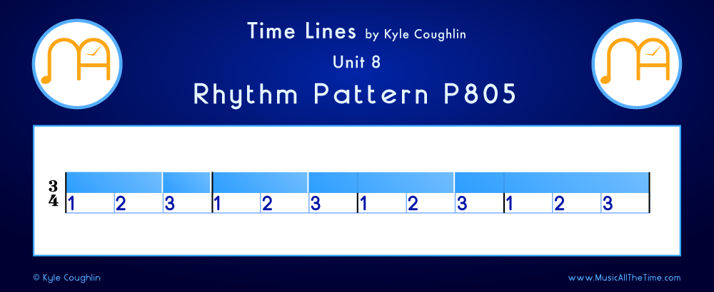 Time Lines Color Blocks for Pattern P805, showing the relative length and placement of each note and rest.