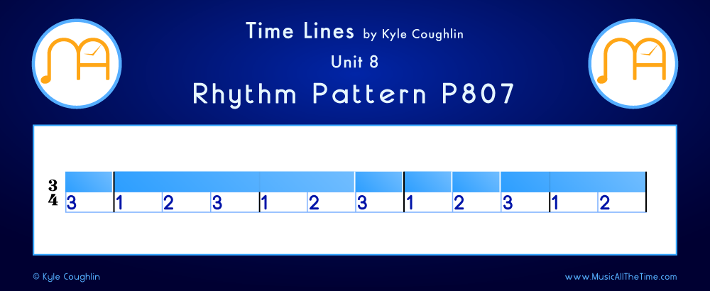 Time Lines Color Blocks for Pattern P807, showing the relative length and placement of each note and rest.