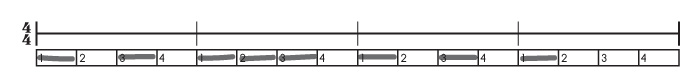 Example of how to draw a line to fill in the Time Lines practice blocks for rhythmic dictation.